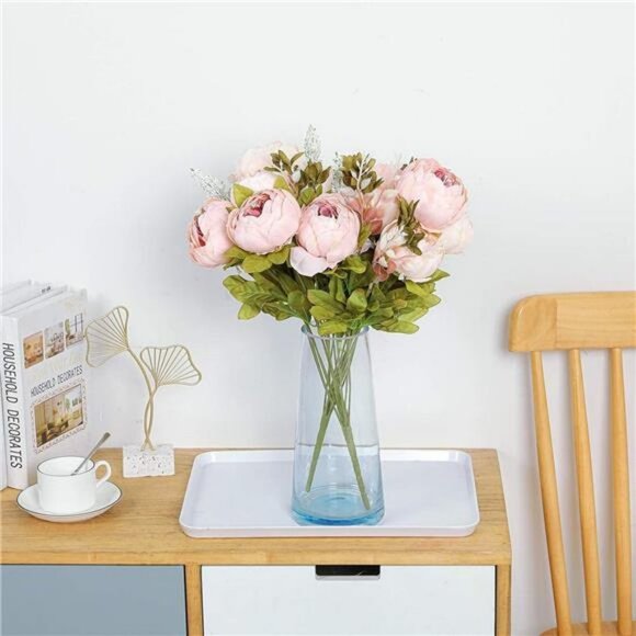 2pcs Vintage Artificial Peony Silk Flowers Bouquet (Light Pink Bud) - Picture 6 of 6